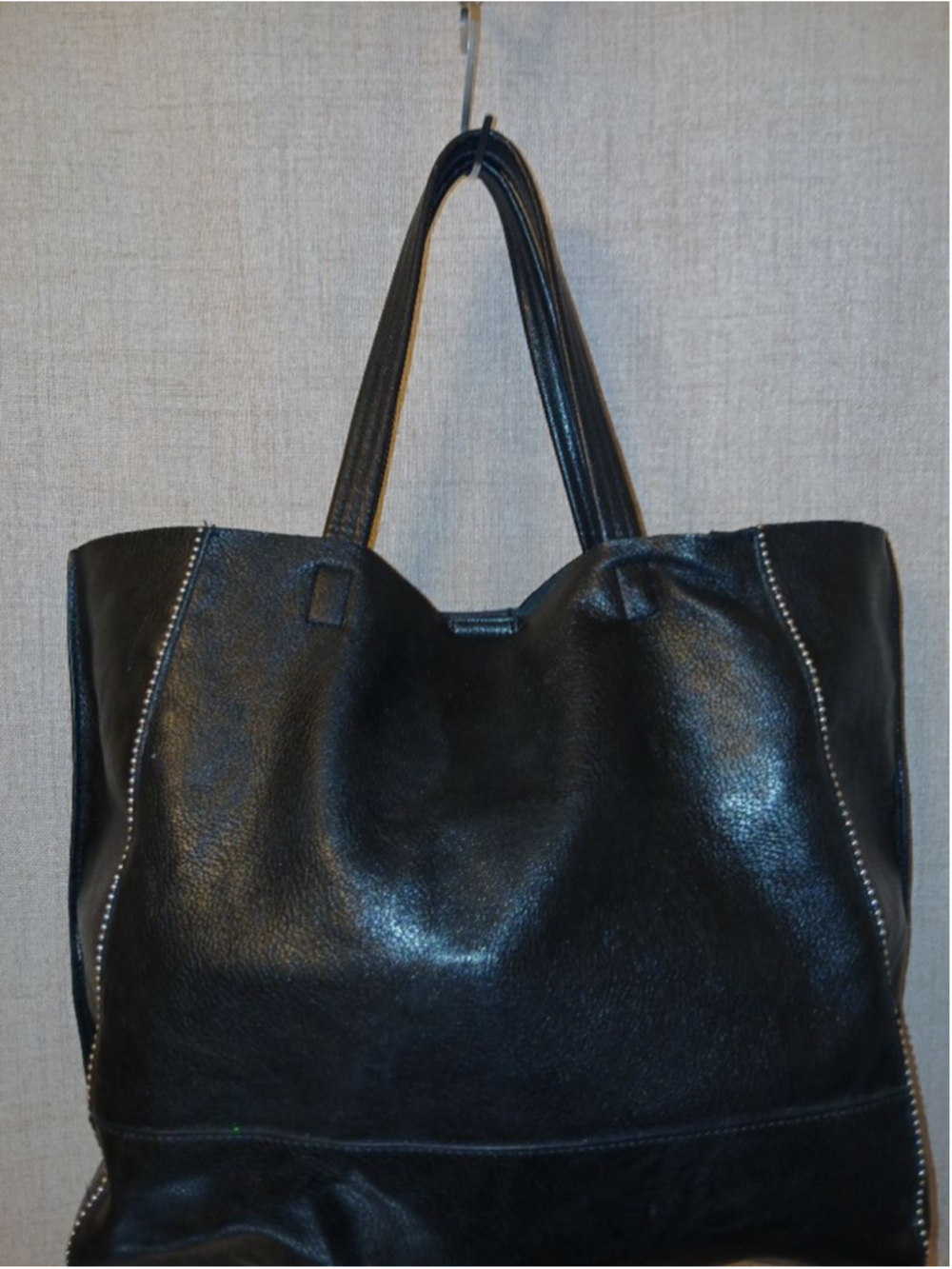 Vintage Express black leather tote crossbody bag Y2K